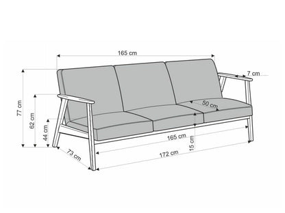 Sofa MILANO 3S sofa, smėlio CASTEL#15 / tamsi graikinis riešutas V-PL-MILANO_3S-SOFA-BEŻOWY