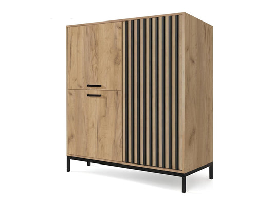 Spintelė LAMINO KM-2 skrynia, craft ąžuolas / juoda V-PL-LAMINO-KM-2