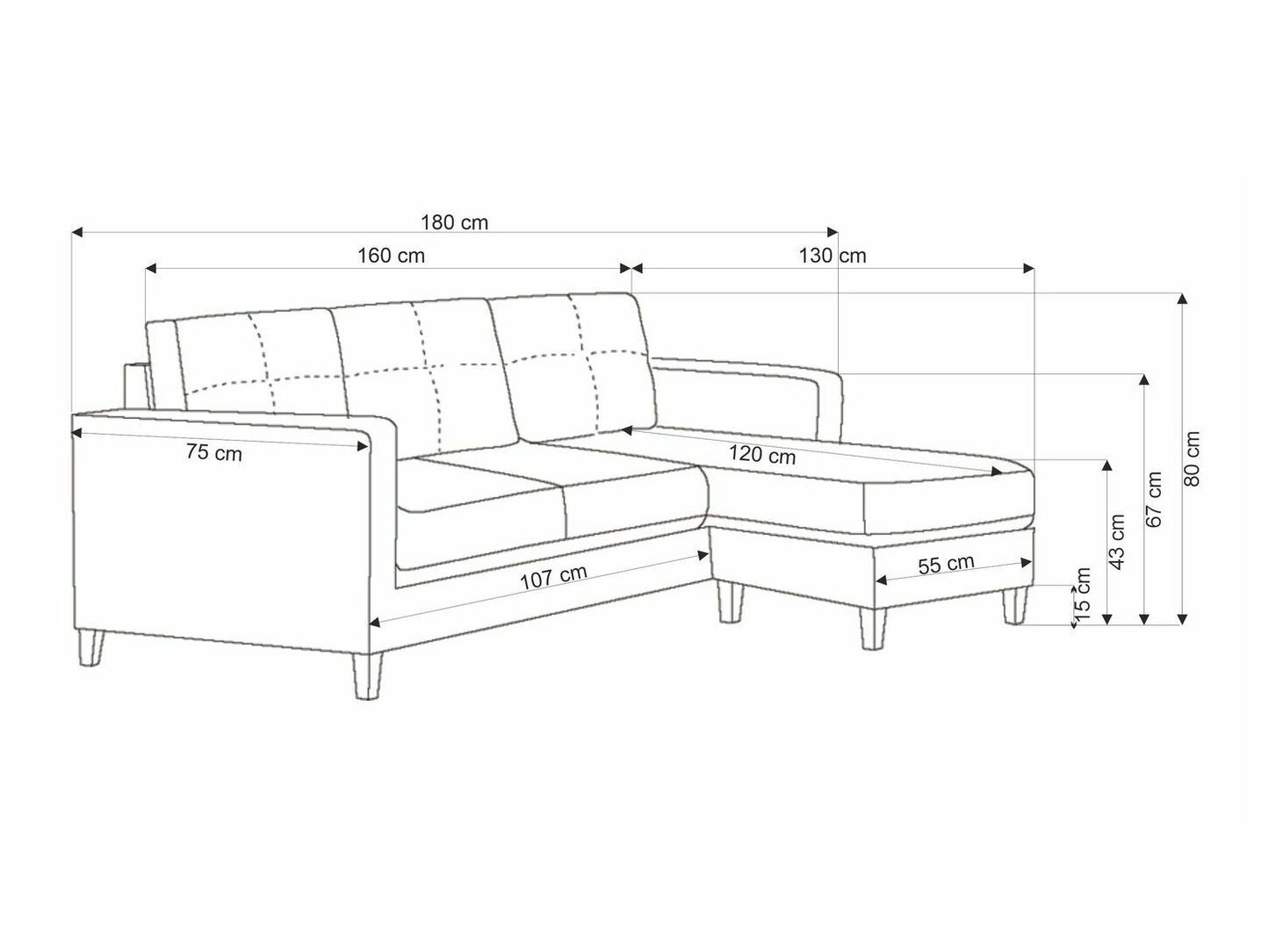 Minkštų baldų komplektas GERSON sofa with ottoman, color: pilka V-CH-GERSON-SOFA-POPIELATY (Pilka)
