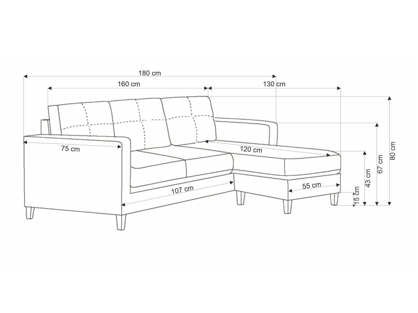 Minkštų baldų komplektas GERSON sofa with ottoman, color: pilka V-CH-GERSON-SOFA-POPIELATY (Pilka)