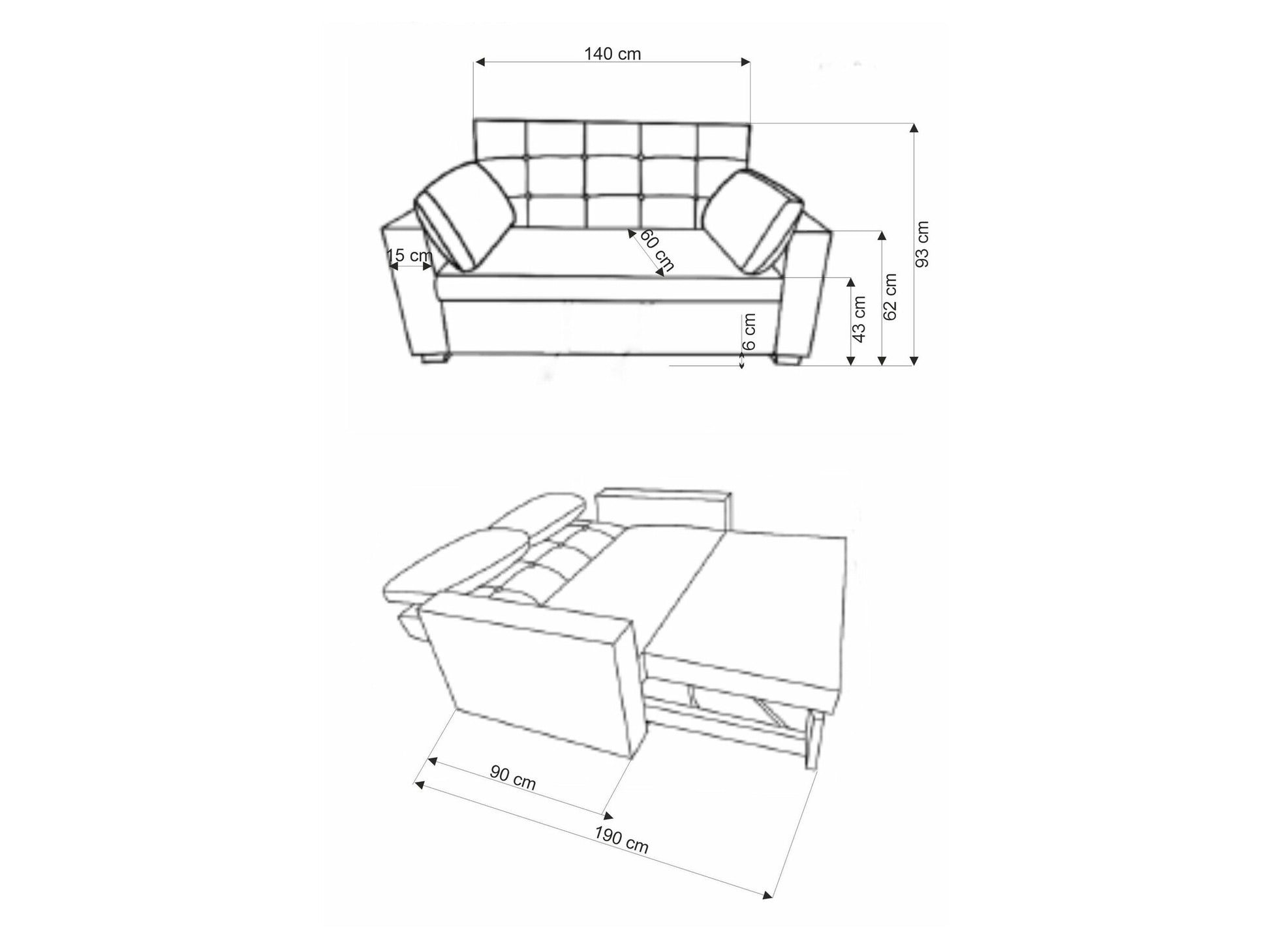 Sofa lova PAULINIO folding sofa color: pilka V-CH-PAULINIO-SOFA-POPIELATY (Pilka)