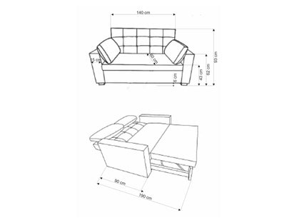 Sofa lova PAULINIO folding sofa color: pilka V-CH-PAULINIO-SOFA-POPIELATY (Pilka)