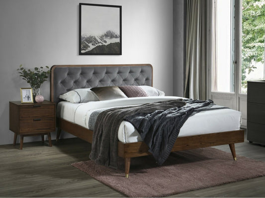 Lova CASSIDY 140 lova, pilka / graikinis riešutas V-CH-CASSIDY_140-LOZ Miegamoji dalis: 140 x 200 cm