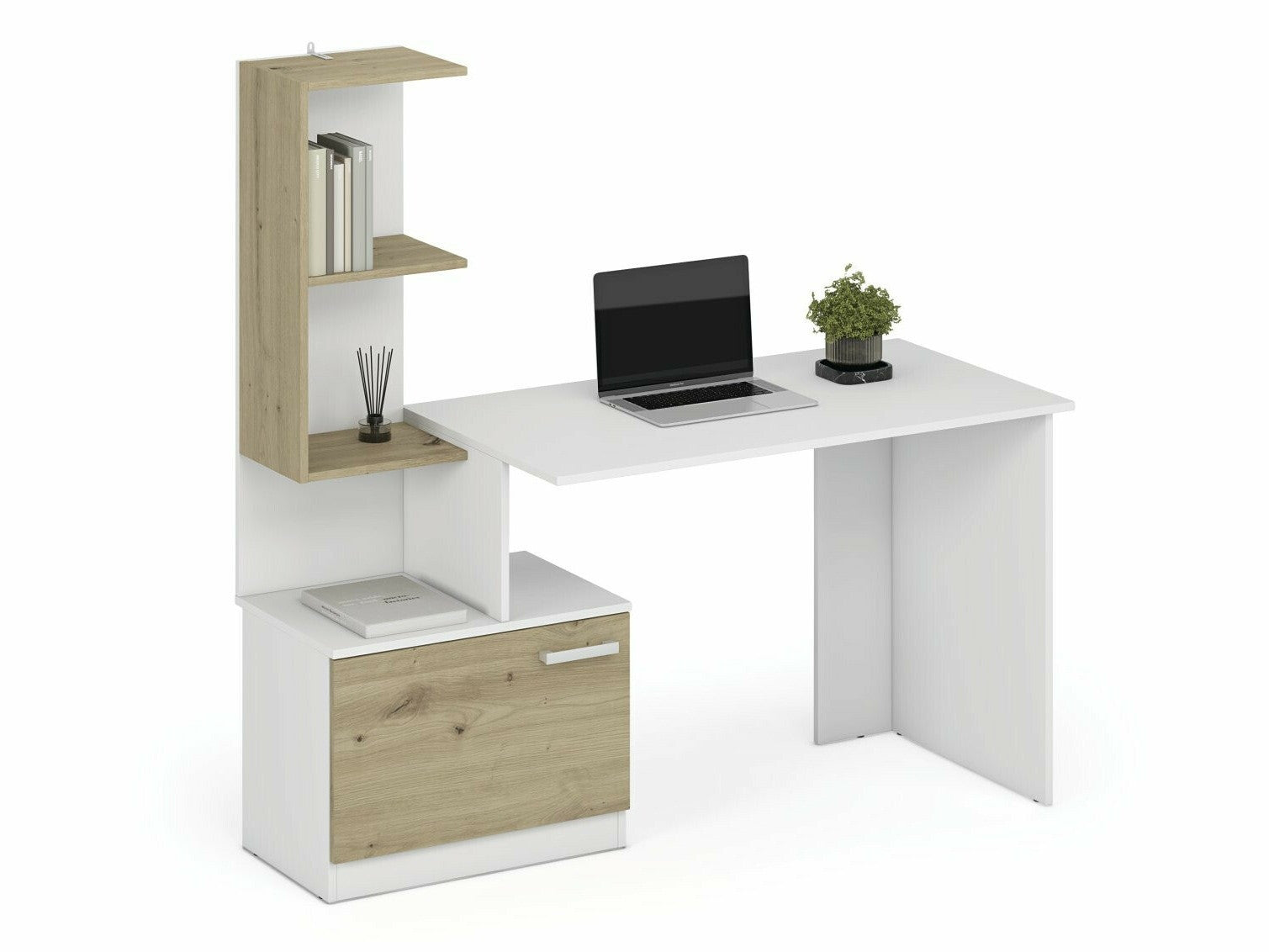Darbo stalas MISO darbo stalas, balta / artisan ąžuolas V-UA-MISO-BIAŁY/D.ARTISAN (Balta + Artisan ąžuolas)