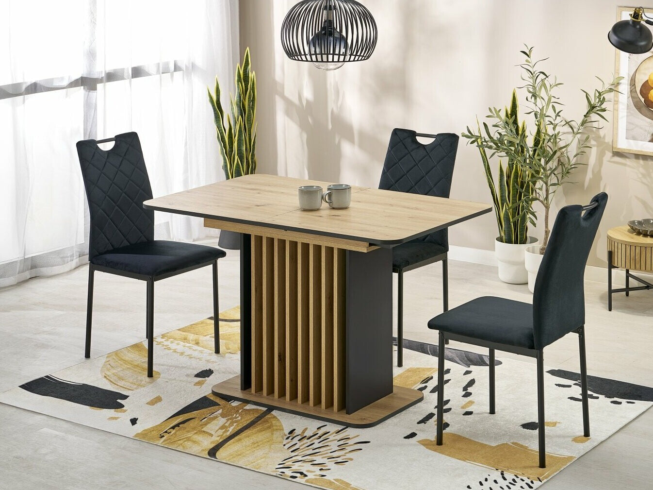 Stalas WILSON extension stalas, top - artisan ąžuolas / juoda, kojos - artisan ąžuolas / juoda V-UA-WILSON-ST