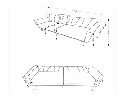 Sofa lova LARIX sofa color: pilka V-CH-LARIX-SOFA-POPIELATY
