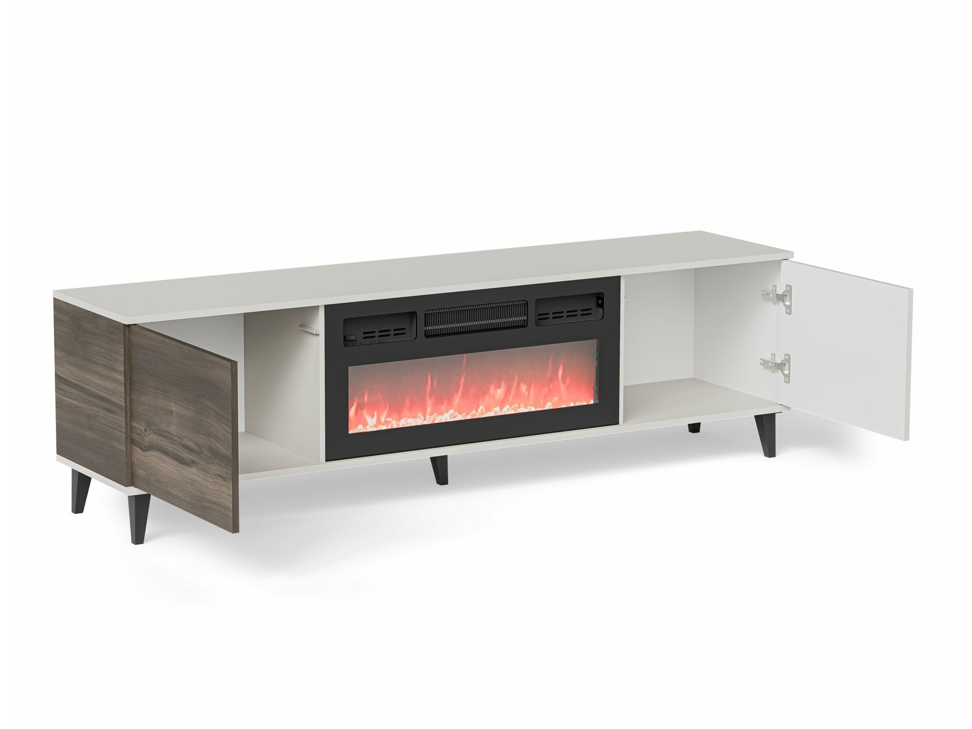 TV staliukas RANDOM 2 RTV-K TV staliukas with židinys 180 cm, kašmyras / graikinis riešutas / juoda V-PL-RANDOM_2-RTV-K (Graikinis riešutas + Kašmyras) 4098156