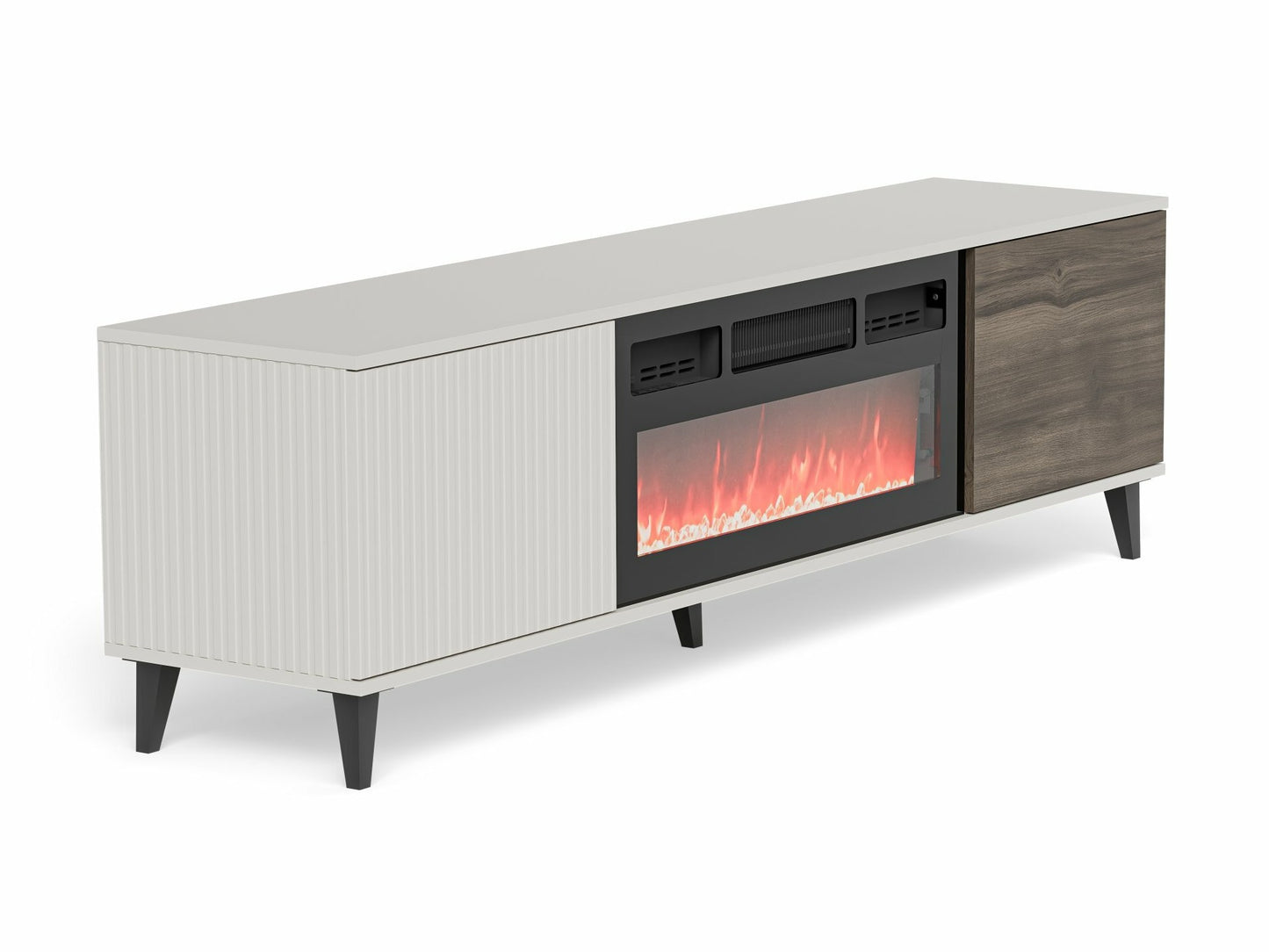 TV staliukas RANDOM 2 RTV-K TV staliukas with židinys 180 cm, kašmyras / graikinis riešutas / juoda V-PL-RANDOM_2-RTV-K (Graikinis riešutas + Kašmyras) 4098157