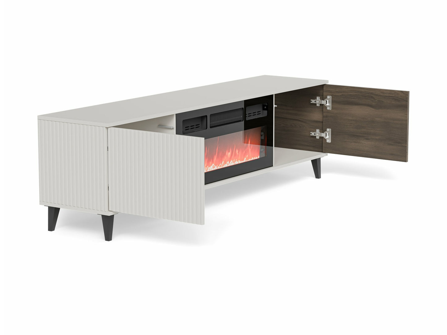 TV staliukas RANDOM 2 RTV-K TV staliukas with židinys 180 cm, kašmyras / graikinis riešutas / juoda V-PL-RANDOM_2-RTV-K (Graikinis riešutas + Kašmyras) 4098158