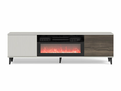 TV staliukas RANDOM 2 RTV-K TV staliukas with židinys 180 cm, kašmyras / graikinis riešutas / juoda V-PL-RANDOM_2-RTV-K (Graikinis riešutas + Kašmyras) 4098159