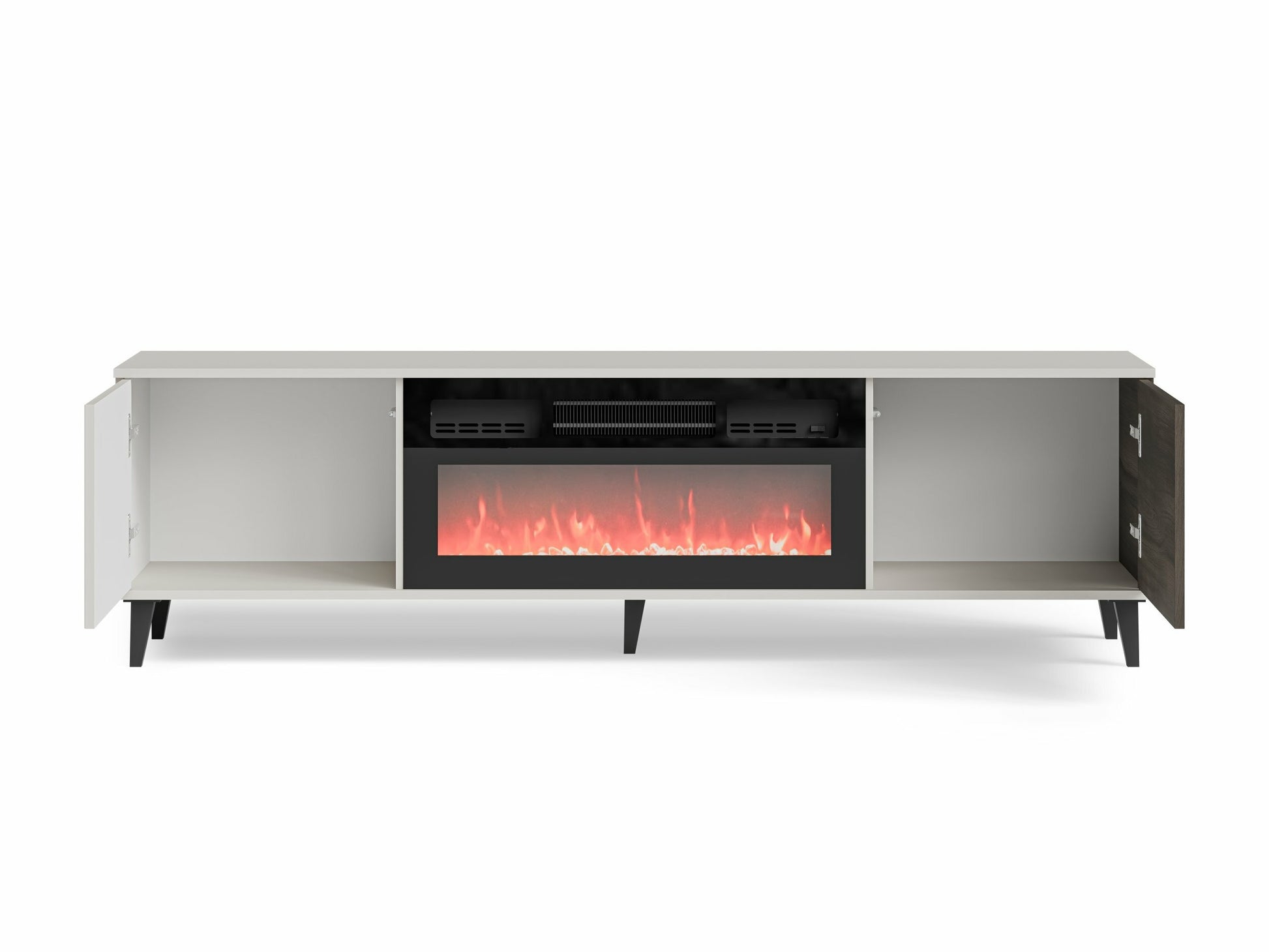 TV staliukas RANDOM 2 RTV-K TV staliukas with židinys 180 cm, kašmyras / graikinis riešutas / juoda V-PL-RANDOM_2-RTV-K (Graikinis riešutas + Kašmyras) 4098160