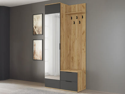 Prieškambario komplektas CORAL hall system auksas ąžuolas / antracite V-PL-CORAL-D.ZŁOTY/ANTRACYT (Antracitas + Auksinis ąžuolas) 4132429