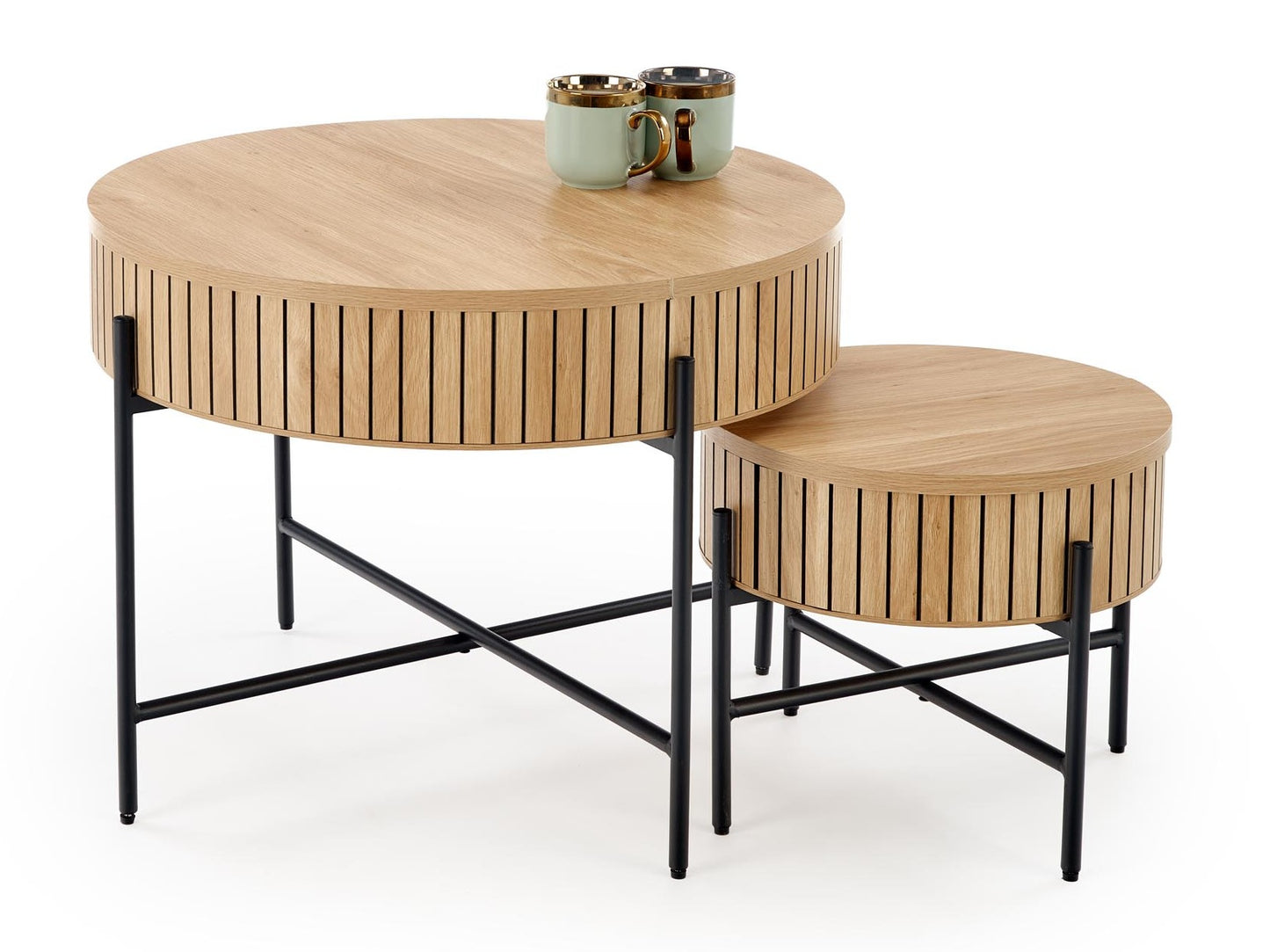 Žurnalinių staliukų komplektas DANTE komplektas of two, wnatural/juoda V-CH-DANTE-LAW