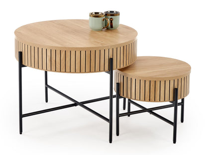 Žurnalinių staliukų komplektas DANTE komplektas of two, wnatural/juoda V-CH-DANTE-LAW