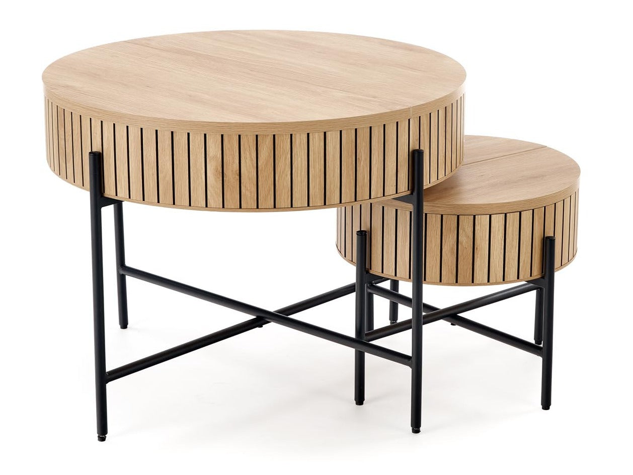 Žurnalinių staliukų komplektas DANTE komplektas of two, wnatural/juoda V-CH-DANTE-LAW