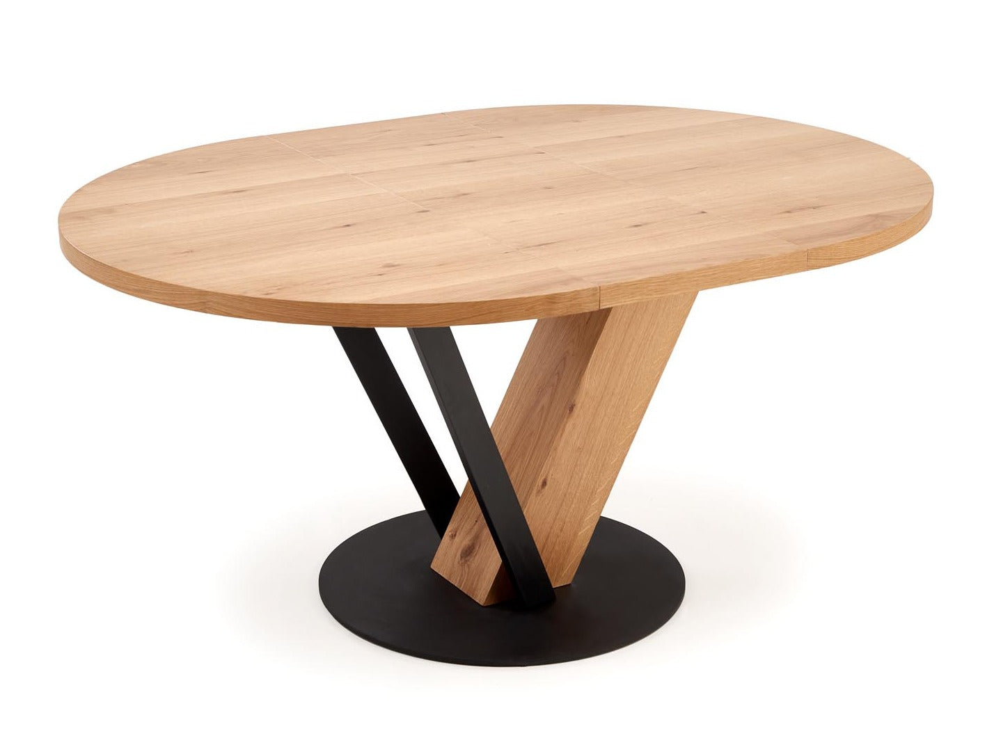 Stalas FANIS apvalus extension stalas, natural / juoda V-CH-FANIS_OKRAGLY-ST