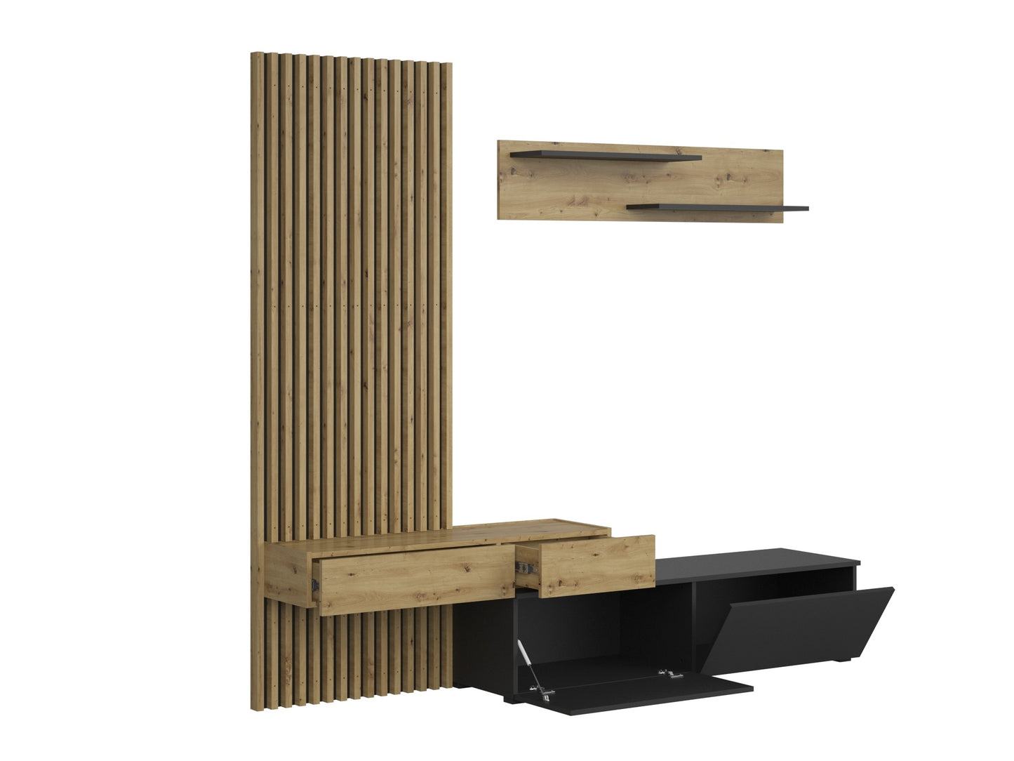 Svetainės komplektas CAMINO komplektas color: artisan ąžuolas / juoda V-UA-CAMINO-ARTISAN/CZARNY (Juoda + Artisan ąžuolas)