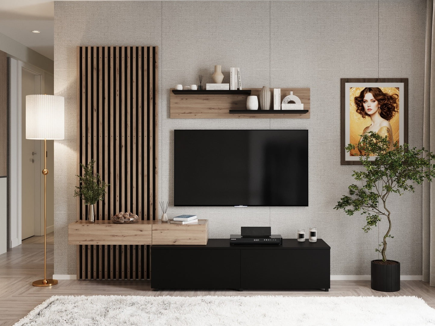 Svetainės komplektas CAMINO komplektas color: artisan ąžuolas / juoda V-UA-CAMINO-ARTISAN/CZARNY (Juoda + Artisan ąžuolas)