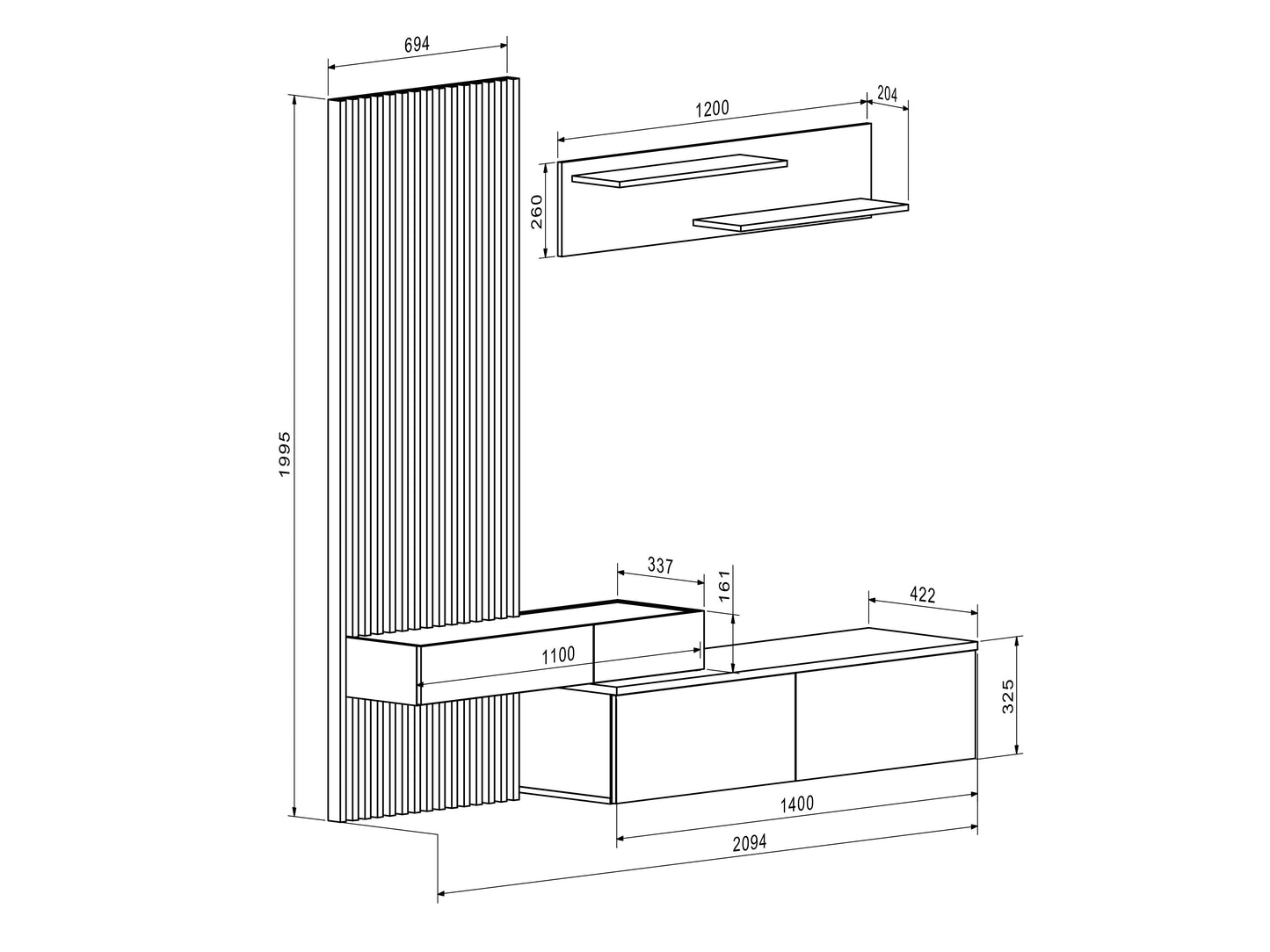 Svetainės komplektas CAMINO komplektas color: artisan ąžuolas / juoda V-UA-CAMINO-ARTISAN/CZARNY (Juoda + Artisan ąžuolas)