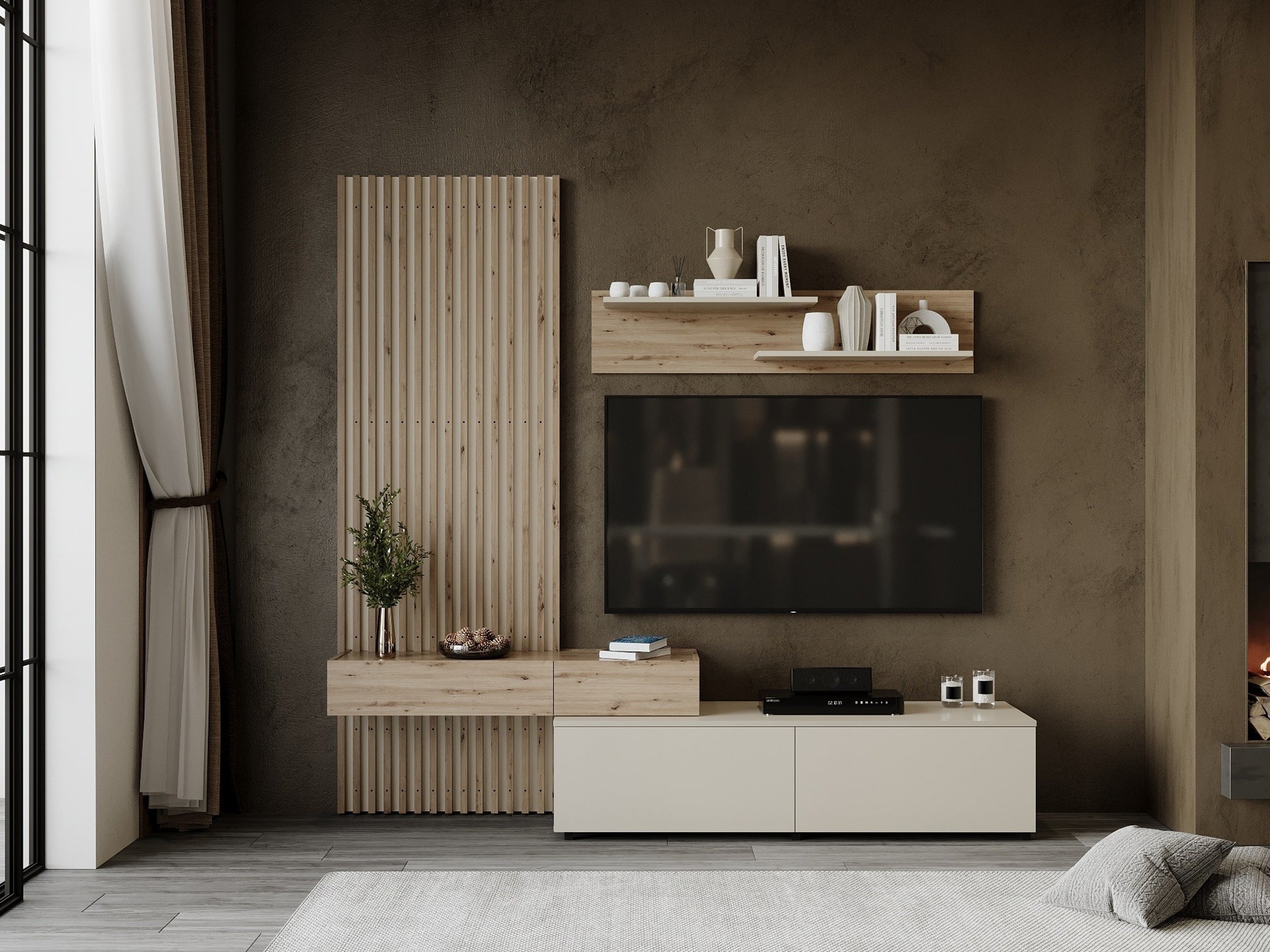 Svetainės komplektas CAMINO komplektas color: artisan ąžuolas / kašmyras V-UA-CAMINO-ARTISAN/KASZMIR (Artisan ąžuolas + Kašmyras)