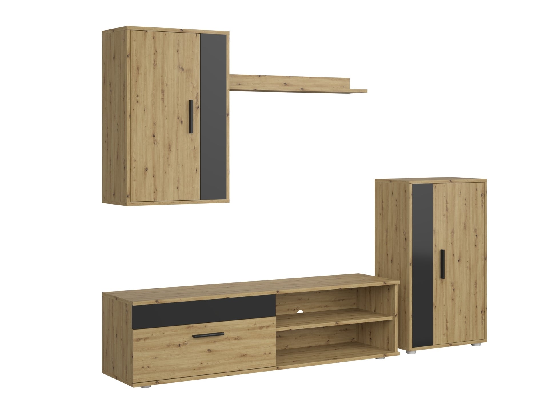 Svetainės komplektas BENSON komplektas color: artisan ąžuolas / juoda V-UA-BENSON-ARTISAN/CZARNY (Juoda + Artisan ąžuolas)