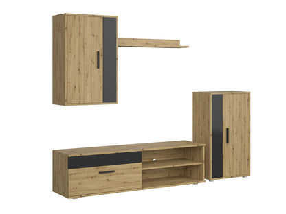 Svetainės komplektas BENSON komplektas color: artisan ąžuolas / juoda V-UA-BENSON-ARTISAN/CZARNY (Juoda + Artisan ąžuolas)