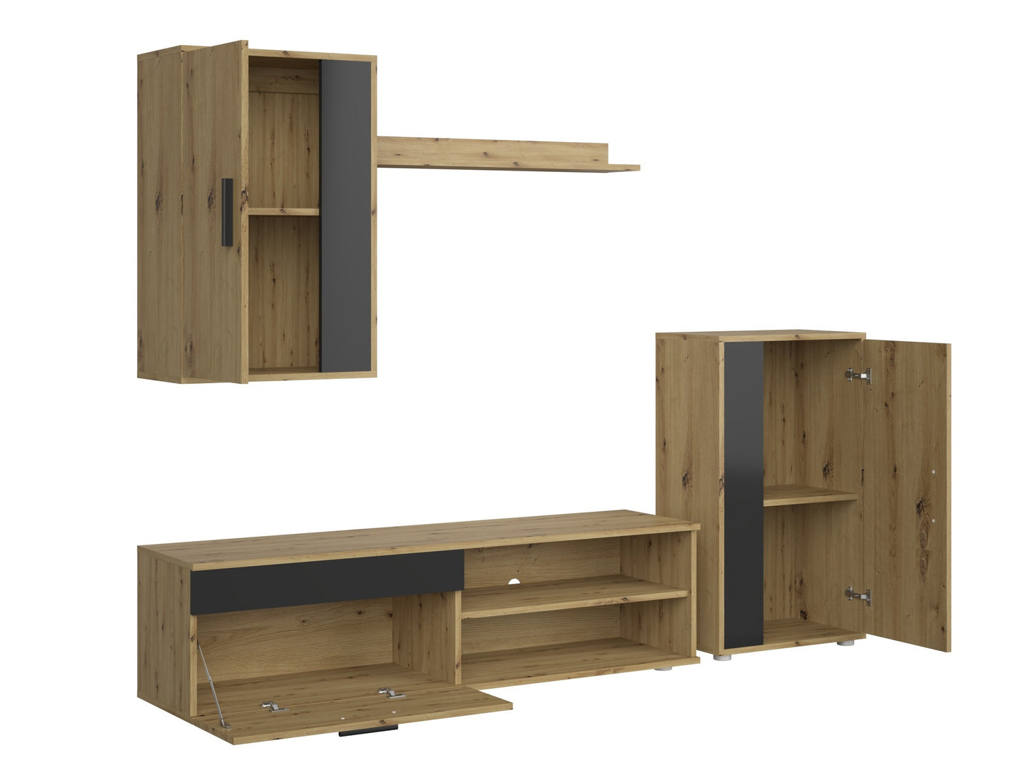 Svetainės komplektas BENSON komplektas color: artisan ąžuolas / juoda V-UA-BENSON-ARTISAN/CZARNY (Juoda + Artisan ąžuolas)