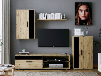 Svetainės komplektas BENSON komplektas color: artisan ąžuolas / juoda V-UA-BENSON-ARTISAN/CZARNY (Juoda + Artisan ąžuolas)