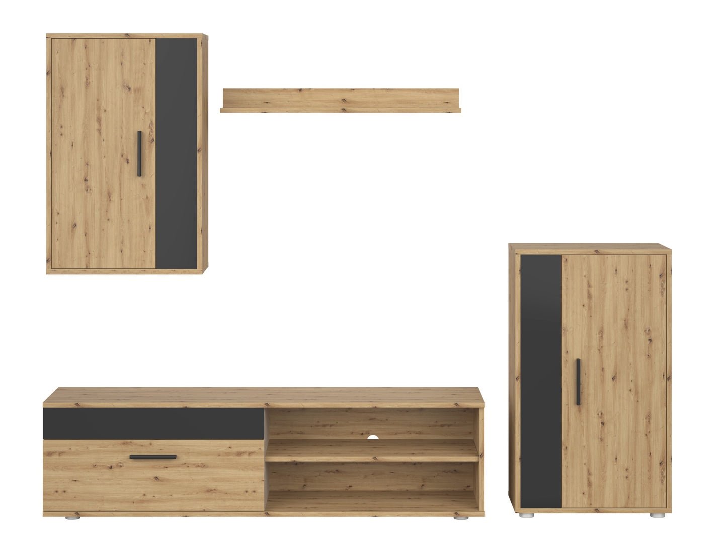 Svetainės komplektas BENSON komplektas color: artisan ąžuolas / juoda V-UA-BENSON-ARTISAN/CZARNY (Juoda + Artisan ąžuolas)