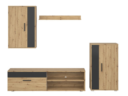 Svetainės komplektas BENSON komplektas color: artisan ąžuolas / juoda V-UA-BENSON-ARTISAN/CZARNY (Juoda + Artisan ąžuolas)