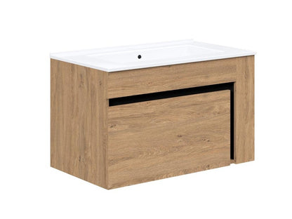 Pakabinama vonios spintelė praustuvui plautuvė spintelė, DUESA SU-80, auksas ąžuolas / juoda V-PL-DUESA-SU-80 4346136