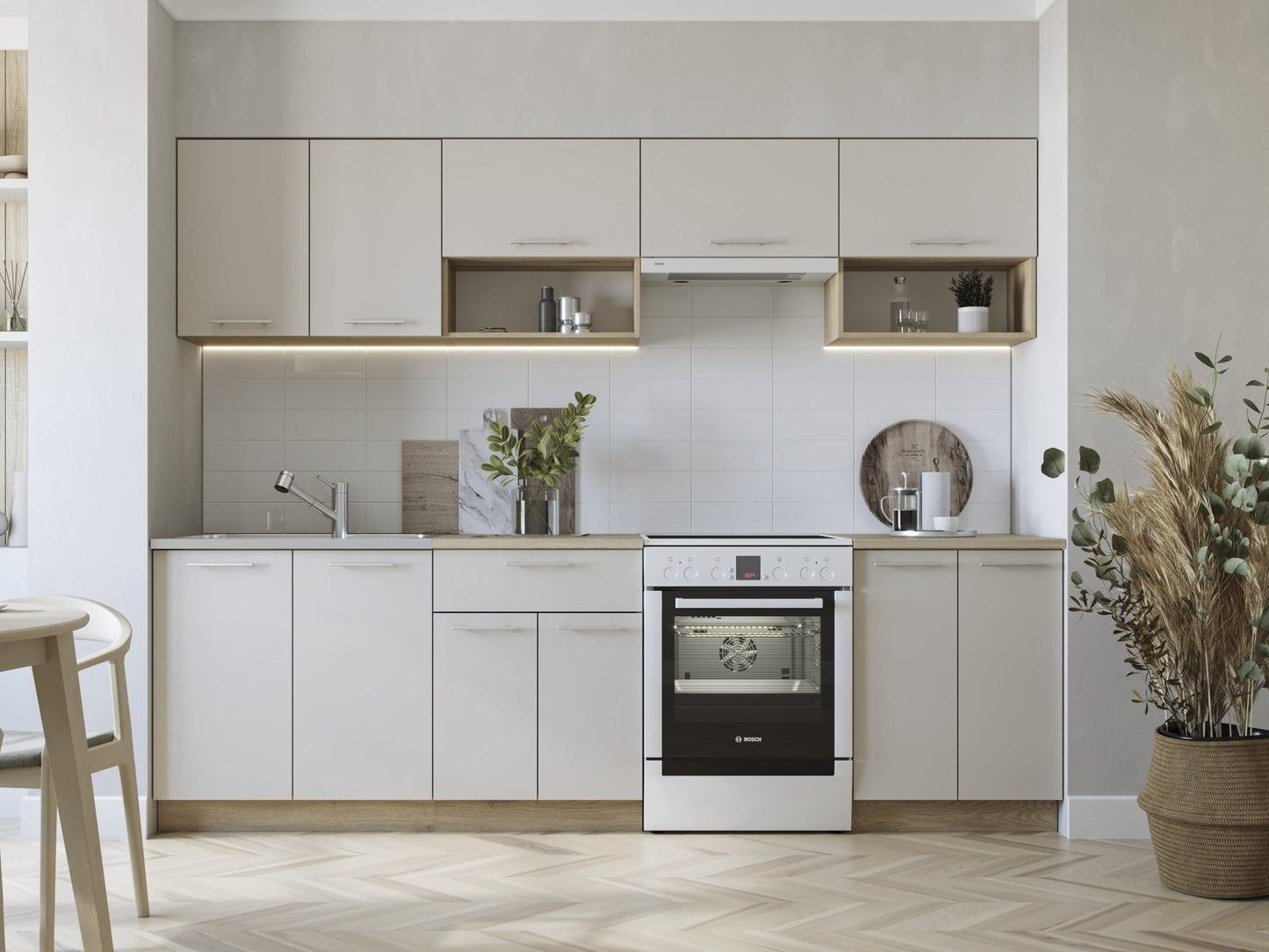 Virtuvės komplektas VIOLA 260 V-UA-VIOLA_260-CREMONA/KASZMIR, Spalva: Cremona ąžuolas + Kašmyras