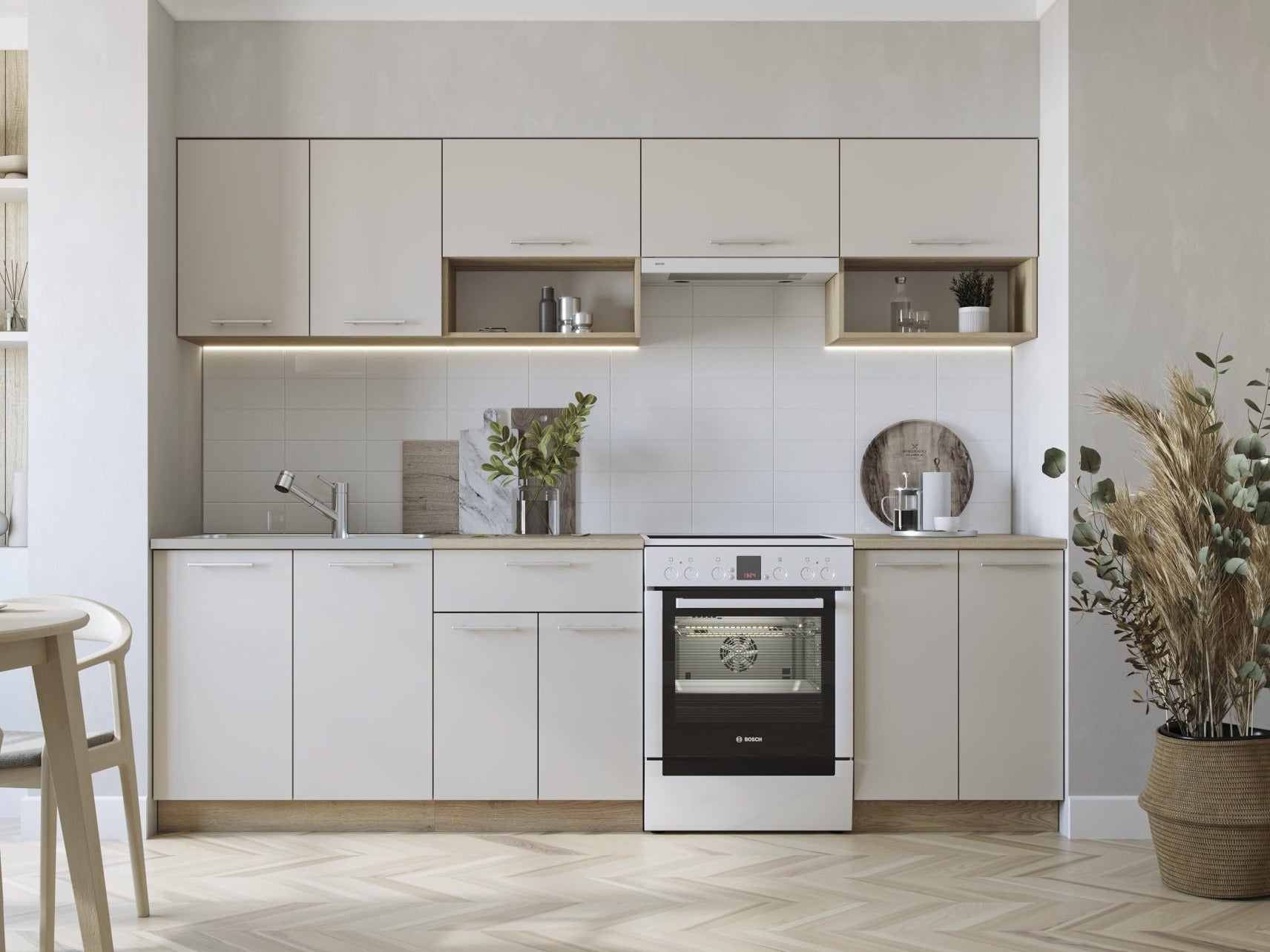 Virtuvės komplektas VIOLA 260 V-UA-VIOLA_260-CREMONA/KASZMIR, Spalva: Cremona ąžuolas + Kašmyras