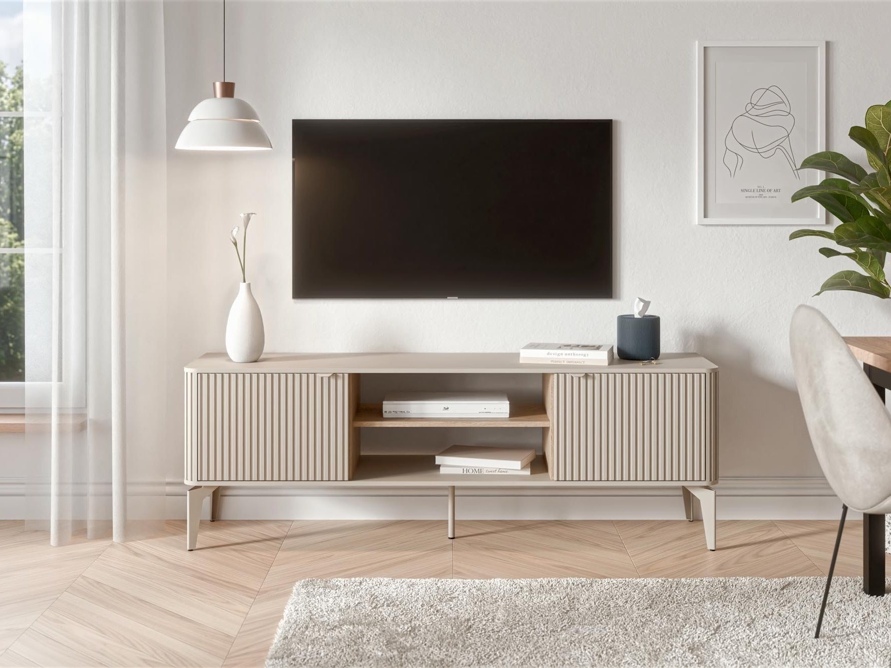 TV staliukas BELUCI RTV-1 RTV staliukas kašmyras / cremona ąžuolas, Židinys: Nėra