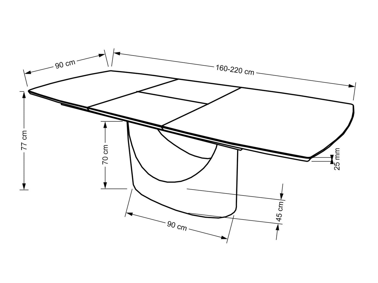 Stalas OSMAN extension stalas, baltas marmuras / juoda V-CH-OSMAN-ST