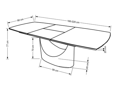 Stalas OSMAN extension stalas, baltas marmuras / juoda V-CH-OSMAN-ST