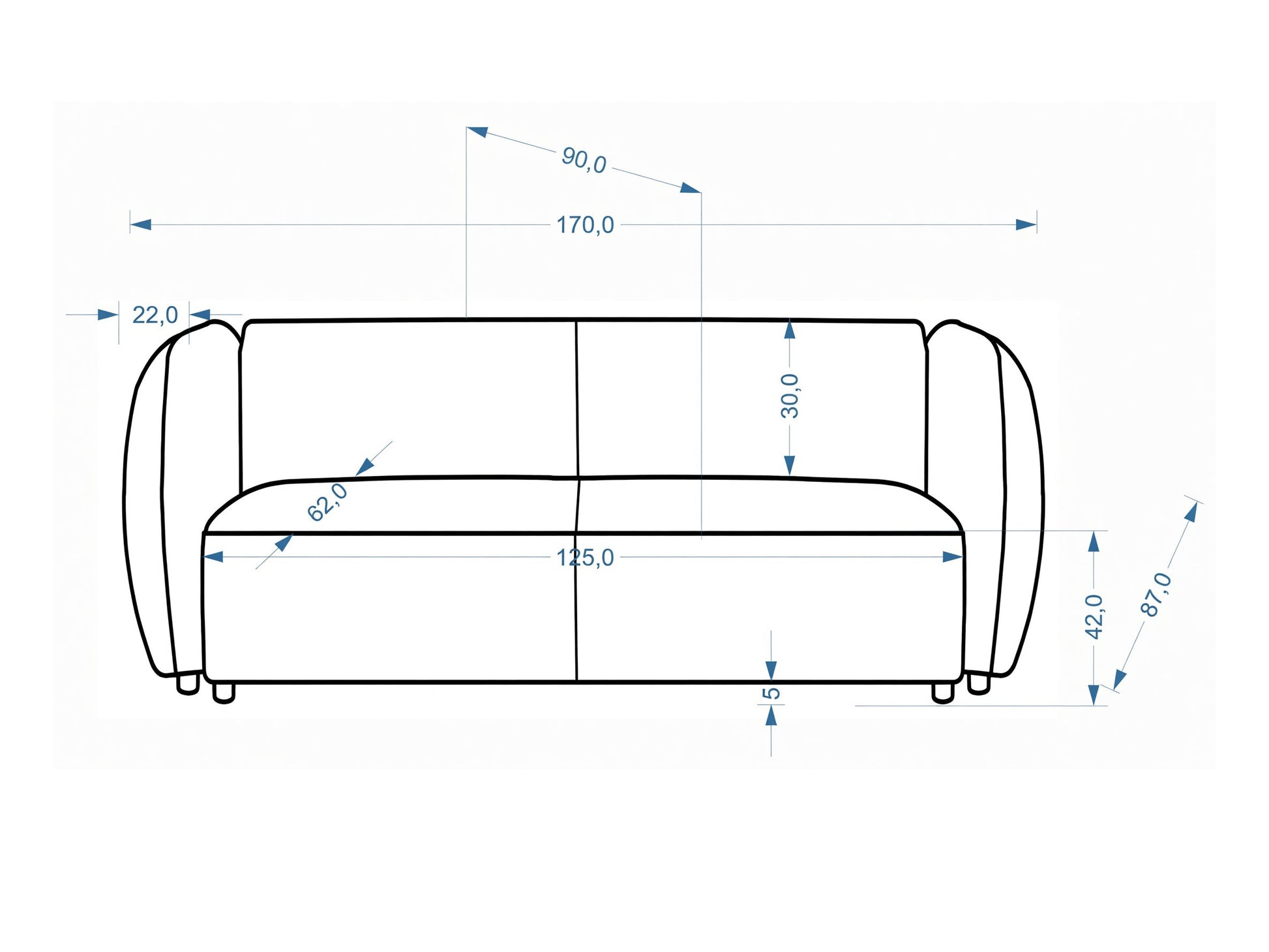 Sofa MALTA sofa, pilka V-CH-MALTA-SOFA-POPIELATY (Pilka)