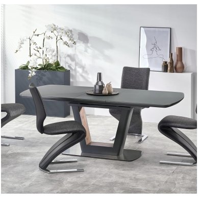 BILOTTI anthracite matt / walnut colored extension dining table