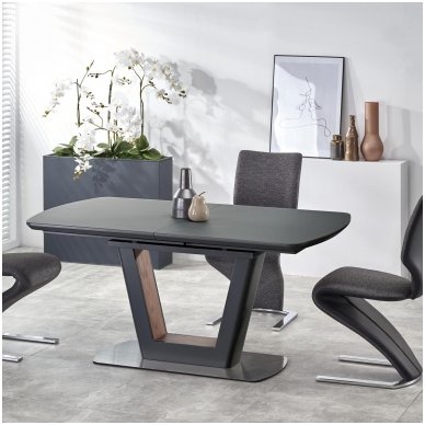 BILOTTI anthracite matt / walnut colored extension dining table 3