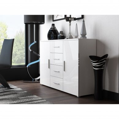 UNI chest of drawers (white/white glossy)