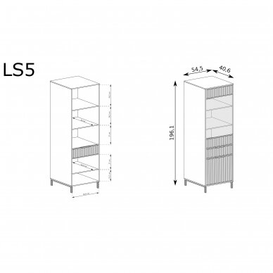 LINKASTYLE LS5 vitrina su stalčiais kašmyro spalvos 2