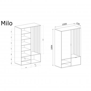 MILO rūbų kabykla ąžuolo artisan spalvos 3