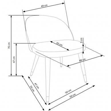 K315 tamsiai pilka metalinė kėdė 9