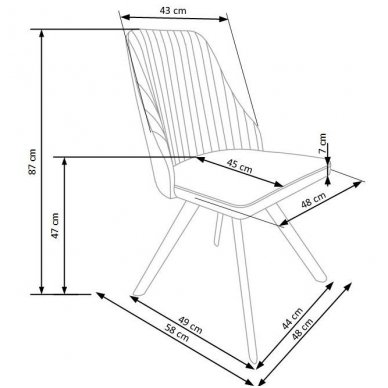 K206 balta metalinė kėdė 3