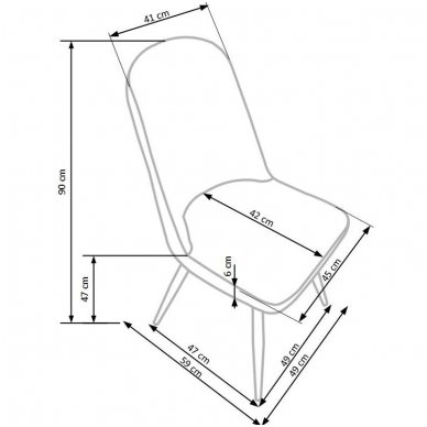 K214 pilka / medaus ąžuolo spalvos metalinė kėdė 2