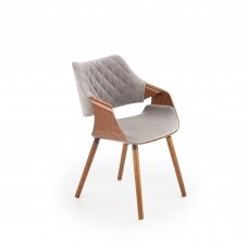 K396 pilkos / riešuto spalvos medinė kėdė