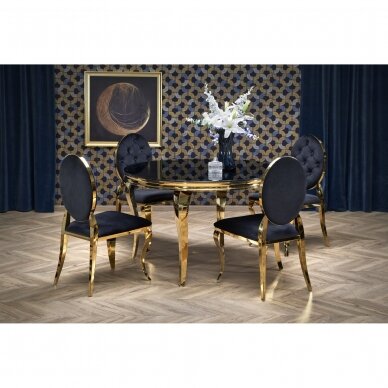 REGINALD 2 round dining table in black/gold